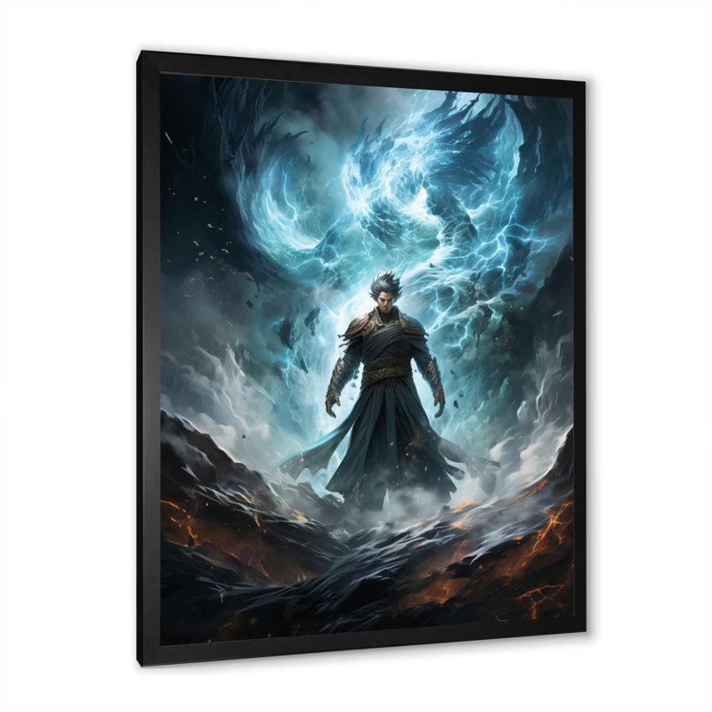 Powerful Superhero IV - Superheros Canvas Print, Black Picture Framed, 44" H x 34" W x 1.5" D