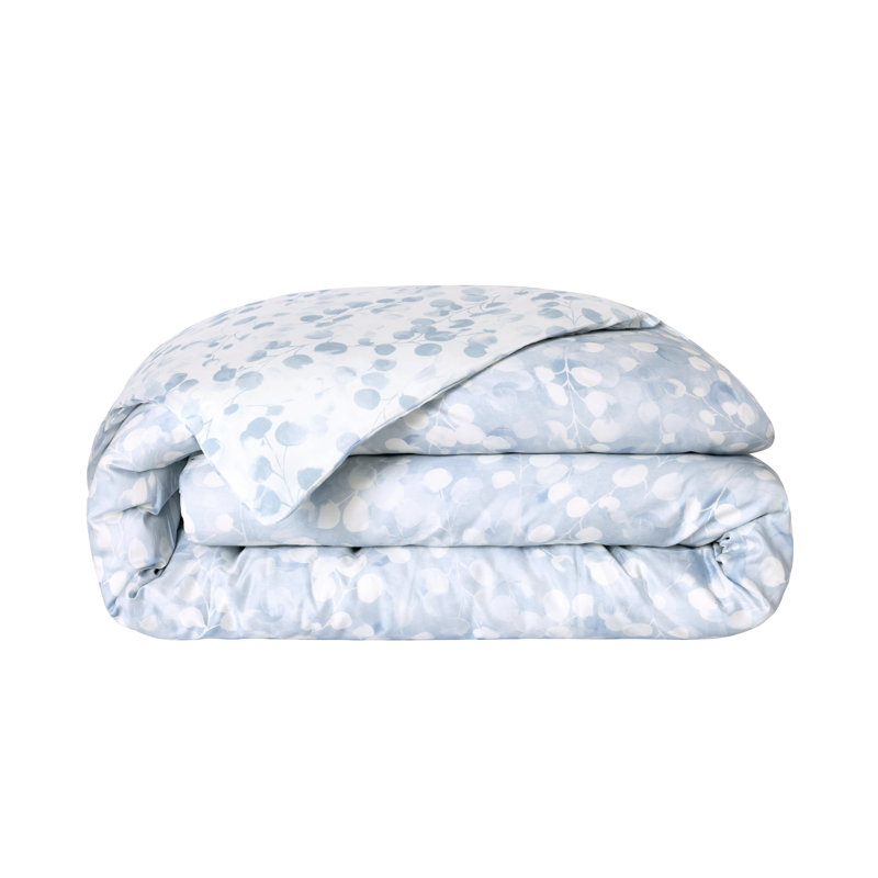 Rosée blue Queen printed quilted coverlet, King, Blue; White, Rosée blue