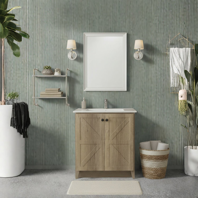 Meuble-lavabo et lavabo peu encombrant, MDF gris antique, maison moderne