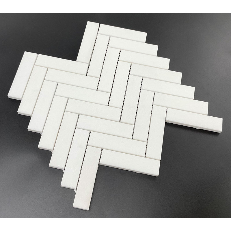 Thassos White 1" x 4" Natural Stone Herringbone / Chevron Wall & Floor Tile