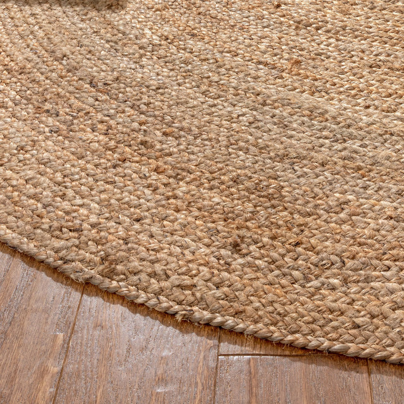 Tapis rond rond en jute tressé à la main naturel, Rond 4 pi