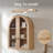 Modern Arched Cabinet Wall Mount with Adjustable Shelf & Glass Doors, Natural Oak-1028052475