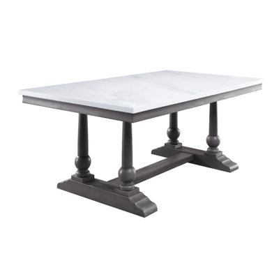 Fonio Marble Top Solid Wood Base Dining Table