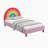 Upholstered Platform Bed with Rainbow Design