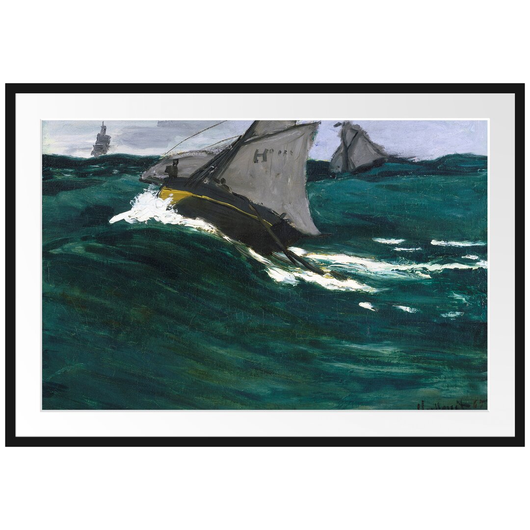 Gerahmter Kunstdruck The Green Wave von Claude Monet