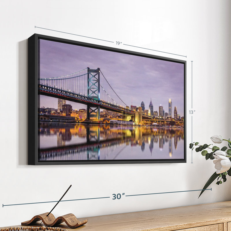 Impression sur toile Ben Franklin Bridge Skyline, H 13 po x l 19 po