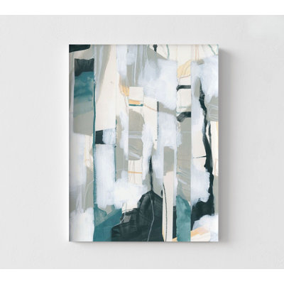 «Sea Cavern Strata I» par June Erica Vess, abstrait, peinture à la mer, réception de l'hôtel, art mural abstrait bleu moderne, art mural