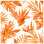 Tapisserie murale feuilles tropicales orange - Décoration murale tropicale