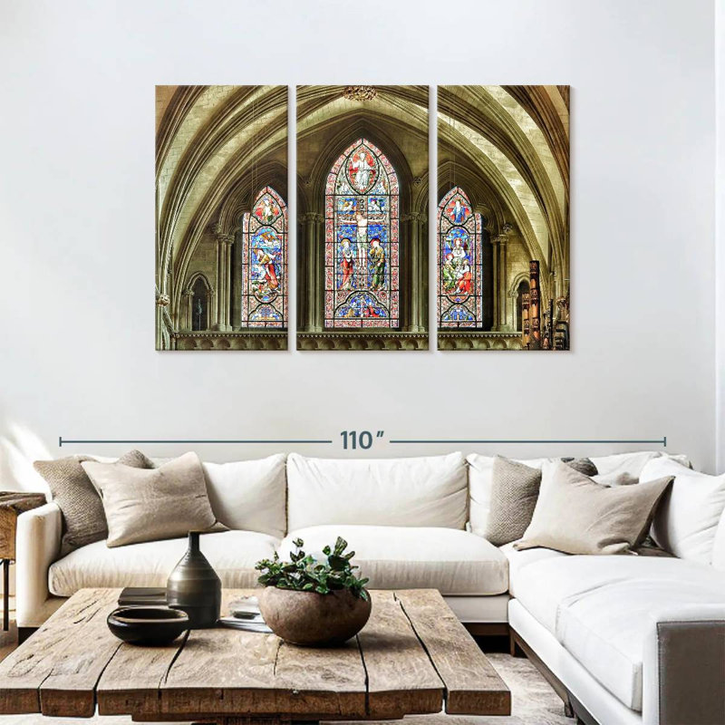 Vitrail cathédrale Lilie, H 48 po x l 74 po