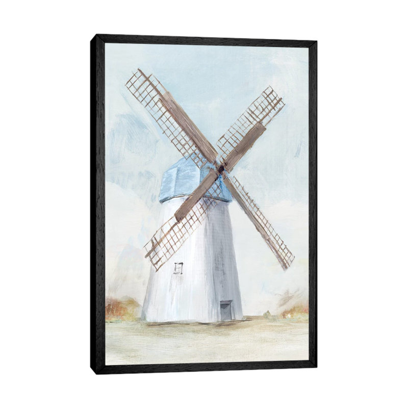Blue Windmill I by Isabelle Z - Print on Canvas, Black Framed, 66.04 cm H x 45.72 cm W
