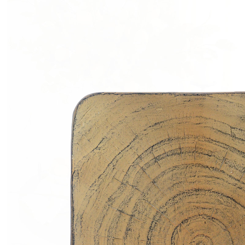 Wood-Like Texture MGO Twist Shape Side Table, Natural