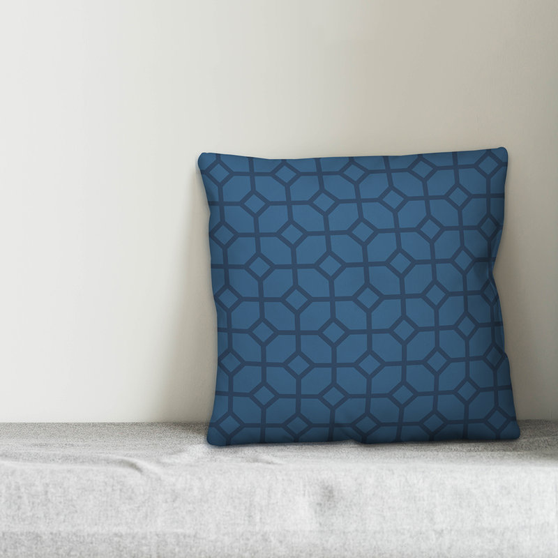 Coussin décoratif géométrique , 16 po x 1 po, Bleu, Pas de bourre