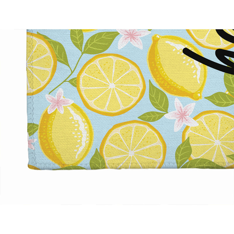 Paillasson Lemons, L 36 po x L 60 po, Bleu