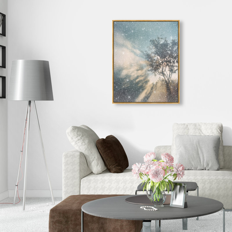 Golden Sunbeams II Canvas Floral & Botanical Print by Oliver Gal, Black Frame, 16 x 20, 25"H x 31"W, Silver Floater Frame