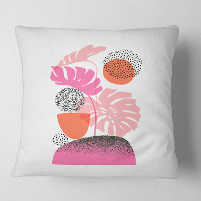 Housse et insert de coussin carré lune et soleil avec feuilles tropicales