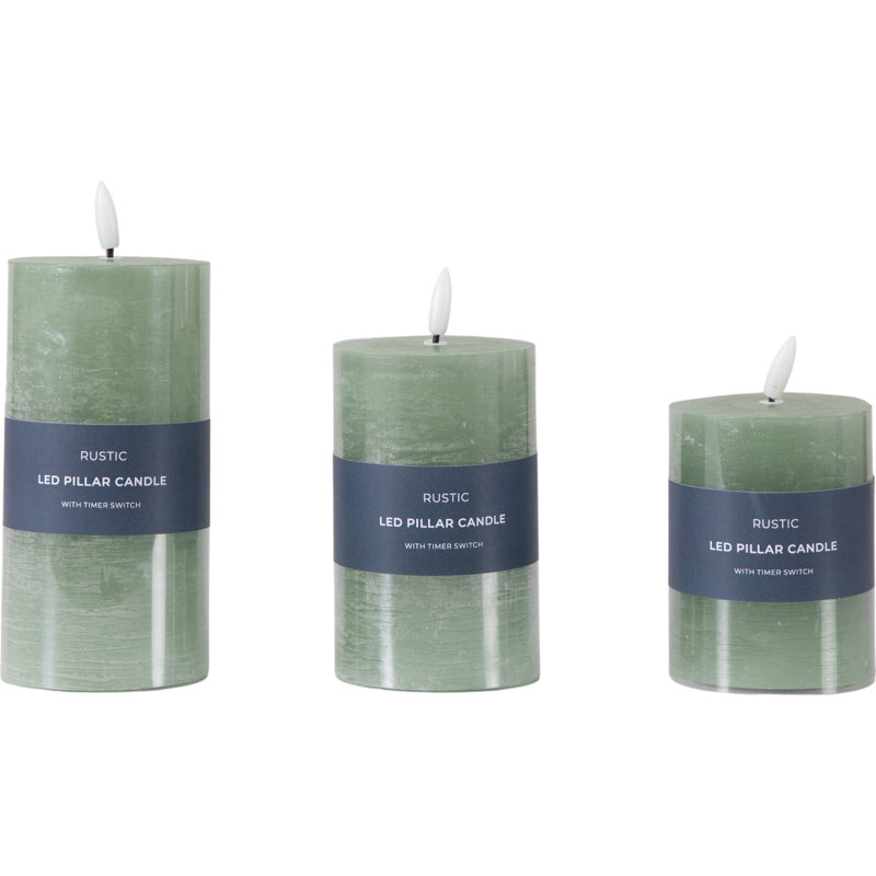 LED Candle Rustic Unscented Flameless Candle, Sage