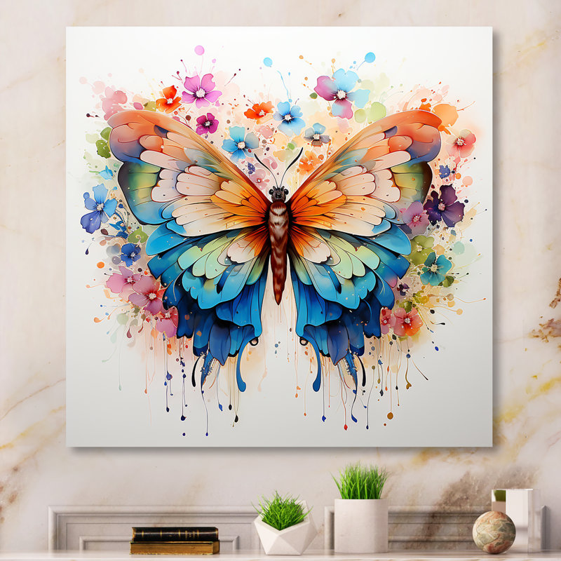 Papillon coloré 2 - insectes et insectes en métal, H 29 po x l 29 po