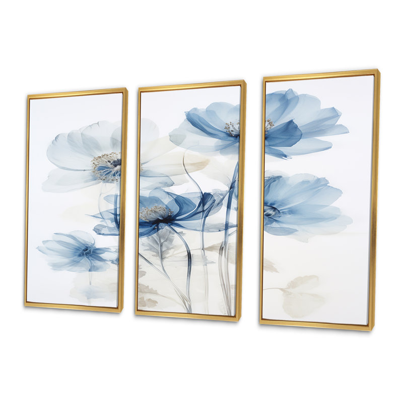 Warman - Ensemble de décoration murale coquelicot, Cadre flottant doré, H 28 po x l 36 po x P 1 po