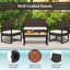 Ensemble de meubles de patio 4 pièces avec chaises rembourrées et table basse en bois et plastique