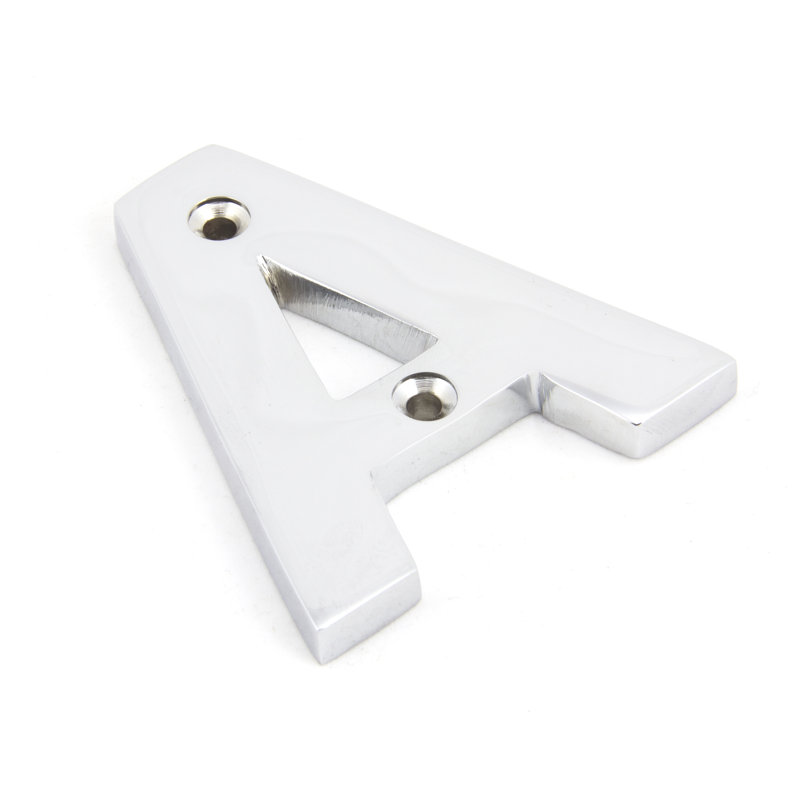 7.8cm H Metal House Letter, A, Polished Chrome