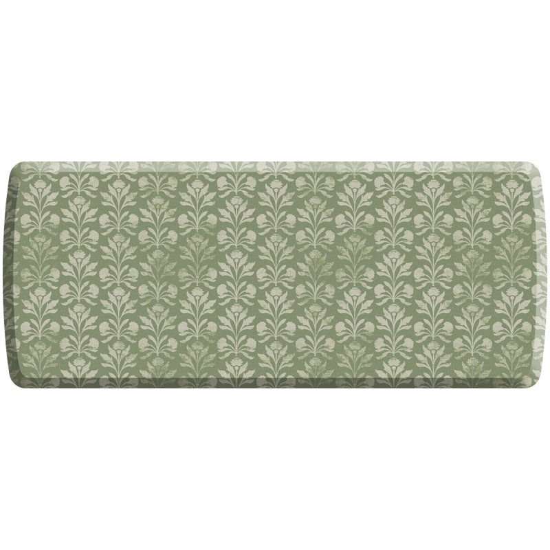 Designer Comfort Anti‑Fatigue Kitchen Comfort Mat – Suzanna Botanical Green, 30" x 72", Green