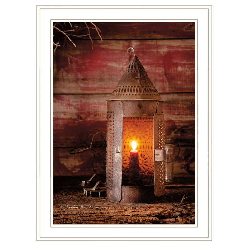 «Tinner's Lantern» par Irvin Hoover, reproduction encadrée prête à accrocher, cadre blanc, Multi+White
