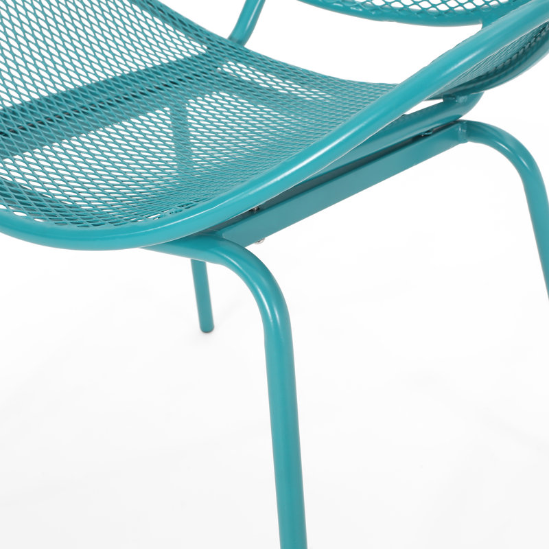 Andrighetti Outdoor Metal Mesh Shell Chairs, Matte Teal