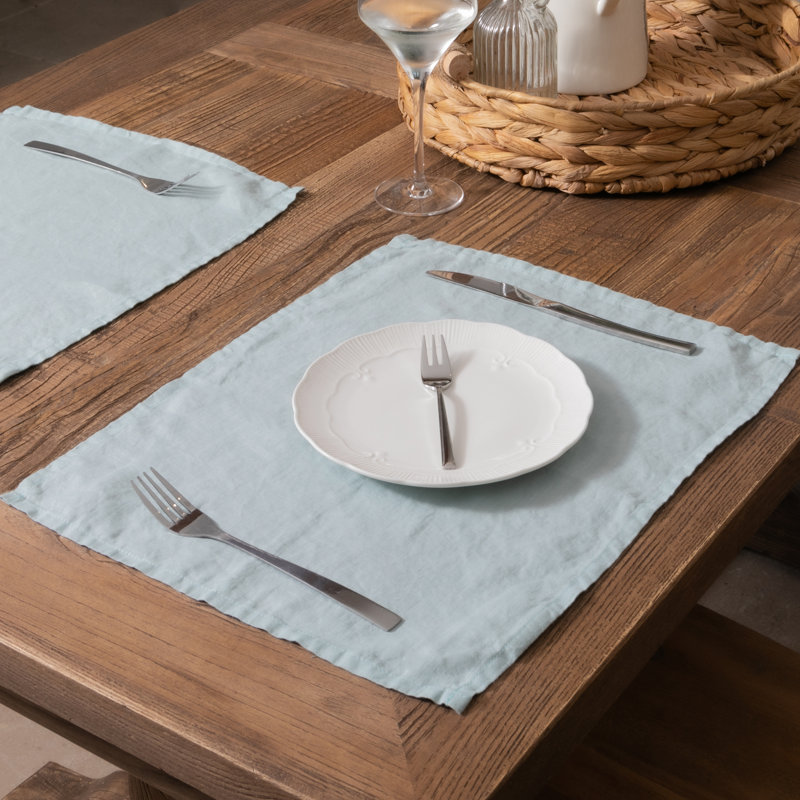 Linen No Pattern Placemat, Blue