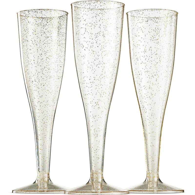 Flûte à champagne en plastique doré pour 100 invités