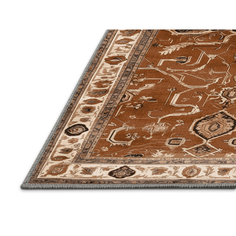 Tapis brun lavable à la machine, Rond 3 pi