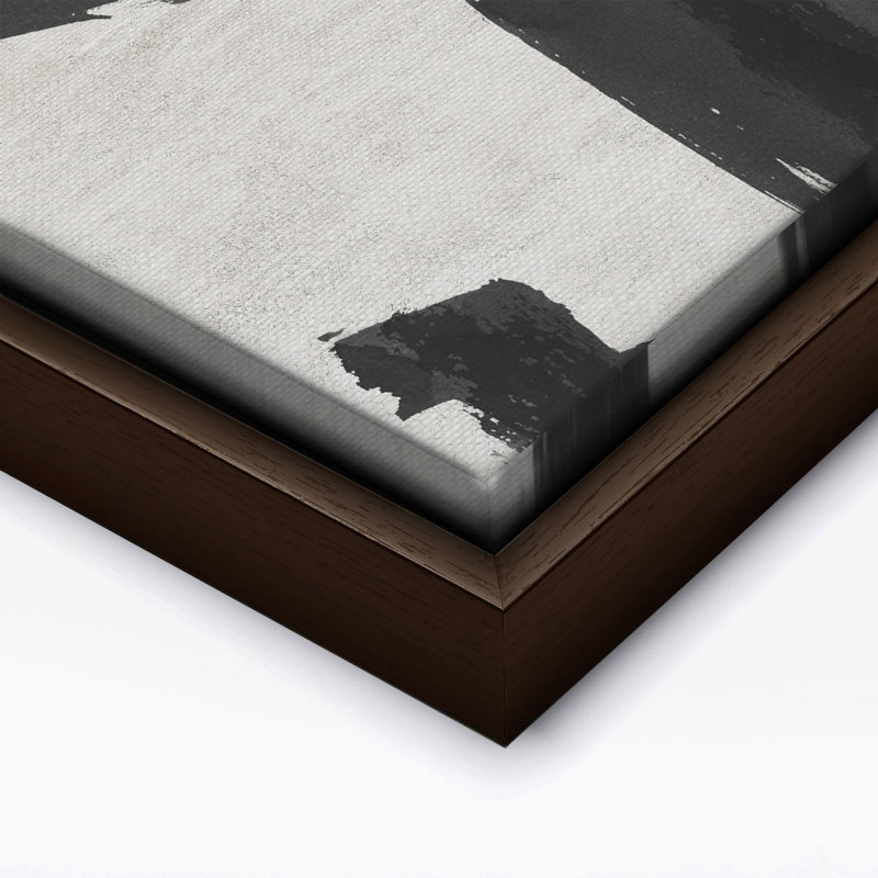 Coups de pinceau noirs no 1, 24"H x 32"W, Canvas, Brown Framed
