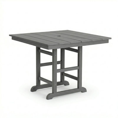 1-Piece HDPE Square Patio Dining Table with Detachable 2-Panel Tabletop, 37.8 in. L x 37.8 in. W x 29.52 in. H, All-Weather Outdoor Table 