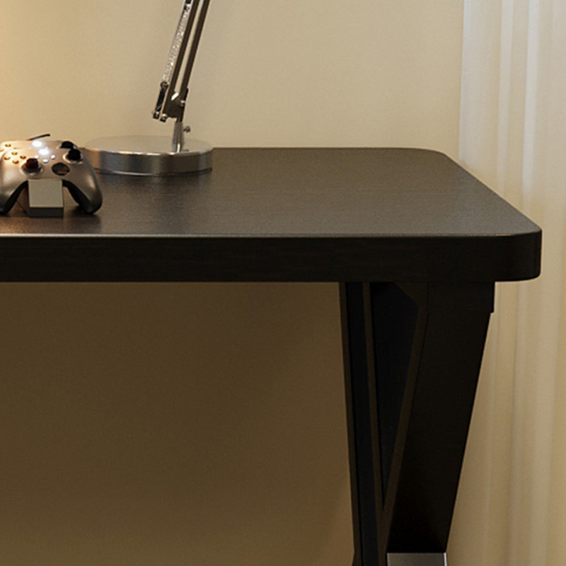 Bureau d'écriture rectangulaire en bois massif noir, Orienté à gauche (vu de face), H 29,53 po x l 62,99 po x P 39,37 po