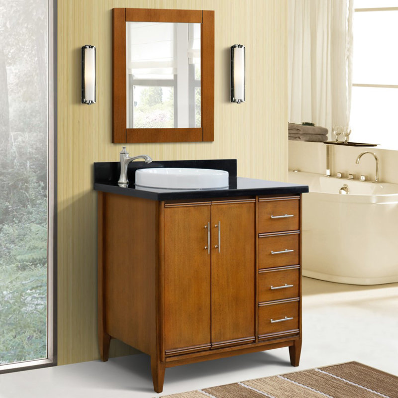37'' Single Bathroom Vanity with Top, Black