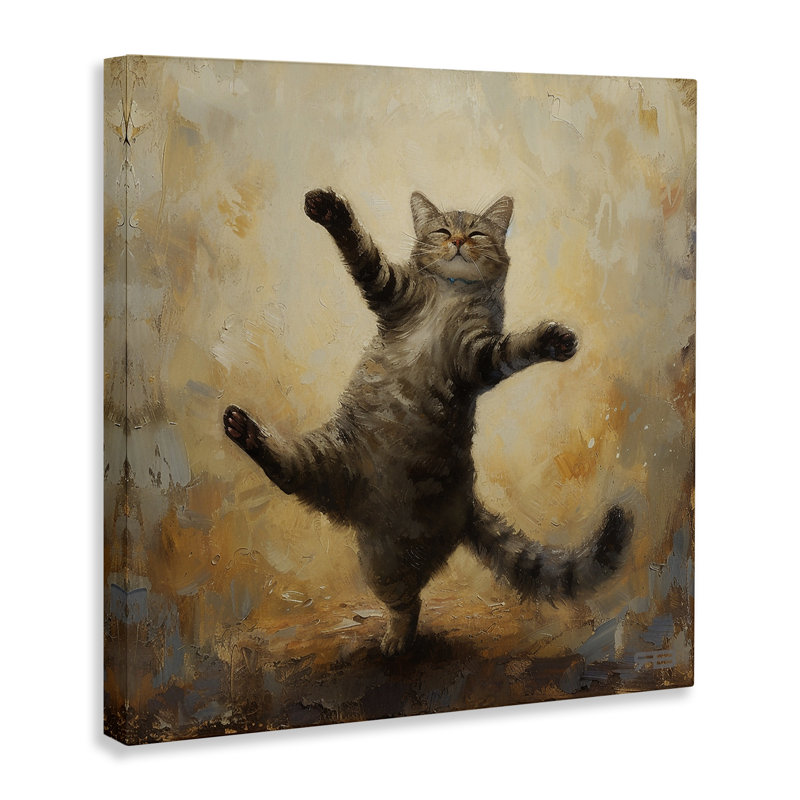«Dancing Tabby Cat», art mural par Roozbeh Bahramali, H 17 po x l 17 po