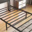 Structure de lit simple avec plateforme en métal, tête de lit de charge et personnalisation sous le rangement, conception, fonction d'assemblage rapide, bruit d'éclairage, espace, installation-331539999