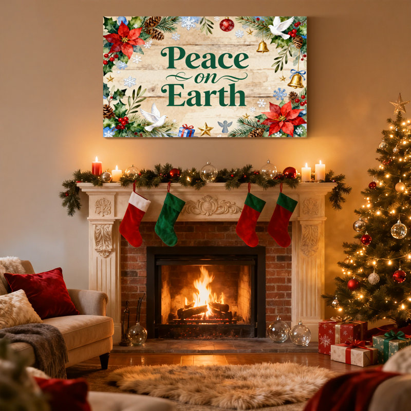 Paix de Noël sur terre, ensemble de 3 reproductions d'art sur toile, H 16 po x l 24 po