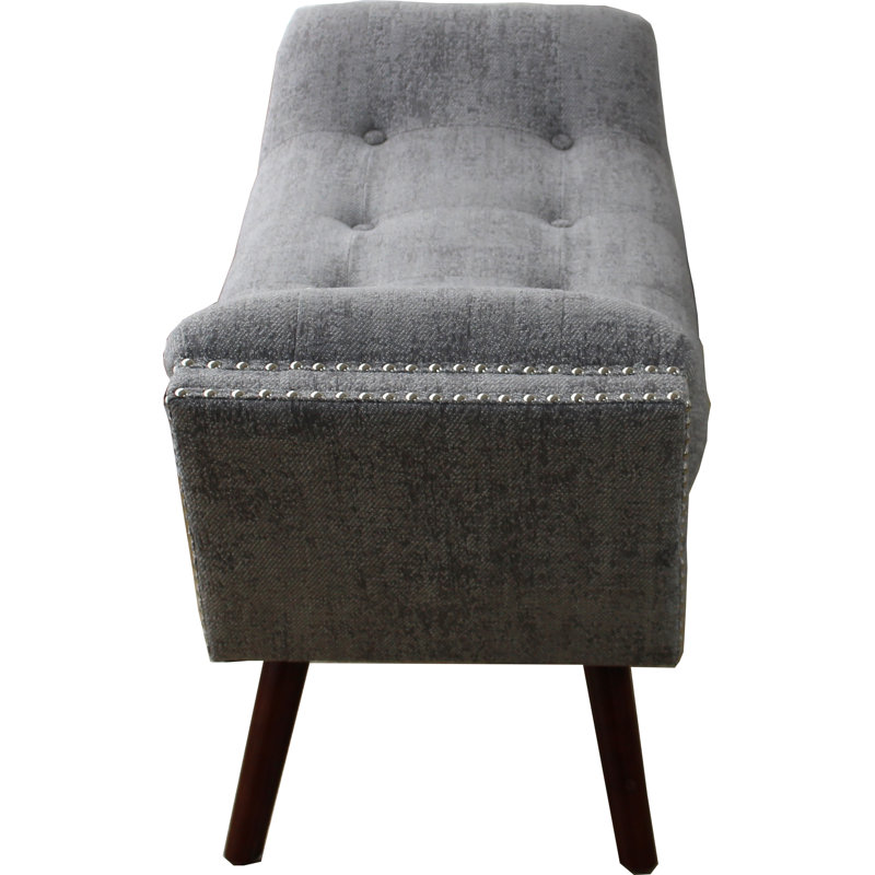 Linen Blend Upholstered Bench, Gray