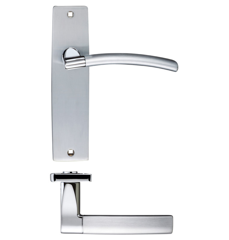 Amalfi Latch Door Handle, Satin Chrome/Polished Chrome