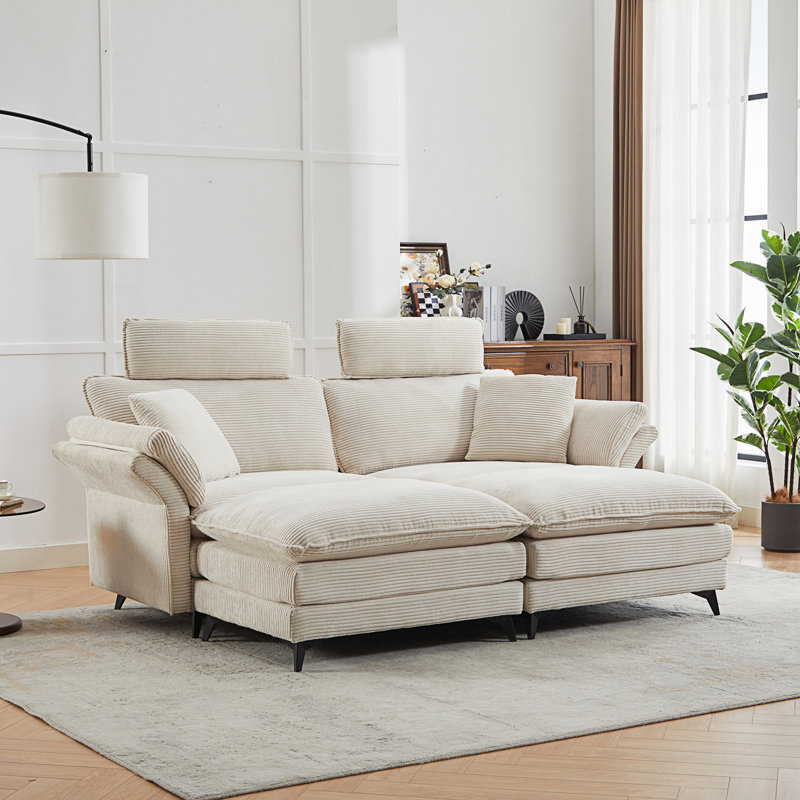 Canapé modulaire à assise profonde, canapé confortable avec repose-pieds Cloud, causeuse, Beige
