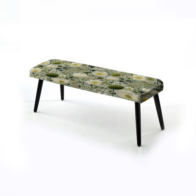 Earthy Zen Garden - Plants Upholstered Black Bench