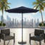 Parasol de marché bleu marine 7,5 pi avec manivelle et inclinaison. Auvent résistant aux rayons UV pour la piscine, la cour et le patio (sans base)-413360921