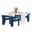 Ensemble de table de salle à manger à double piédestal en marbre blanc-1809666418-1809666419