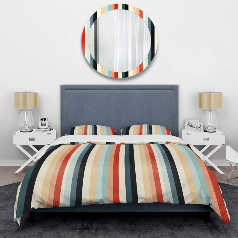 Ensemble de housse de couette à rayures colorées Nostalgia, Housse de couette pour très grand lit et 2 très