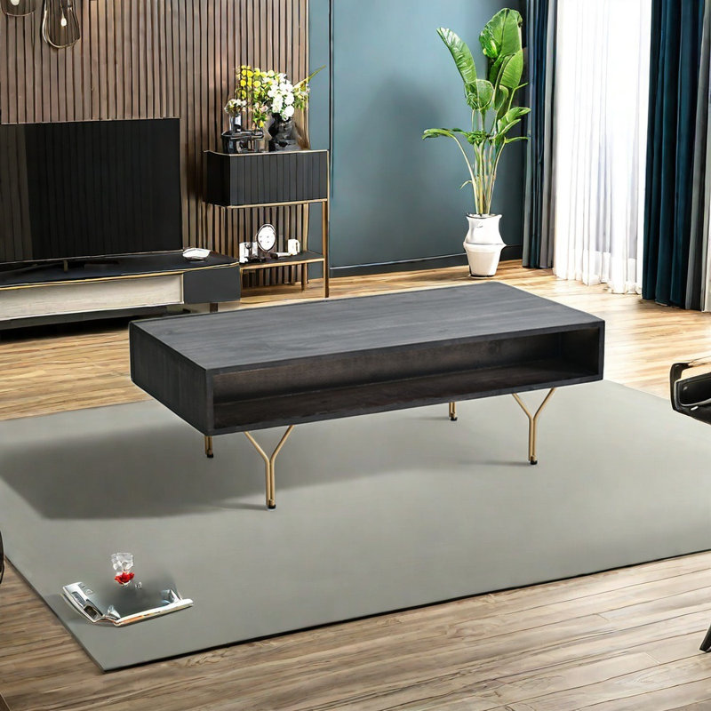 Solid wood coffee table with large storage space