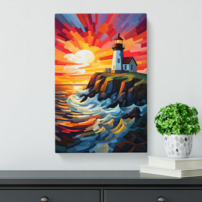Lighthouse Cubism Art - No Frame Print