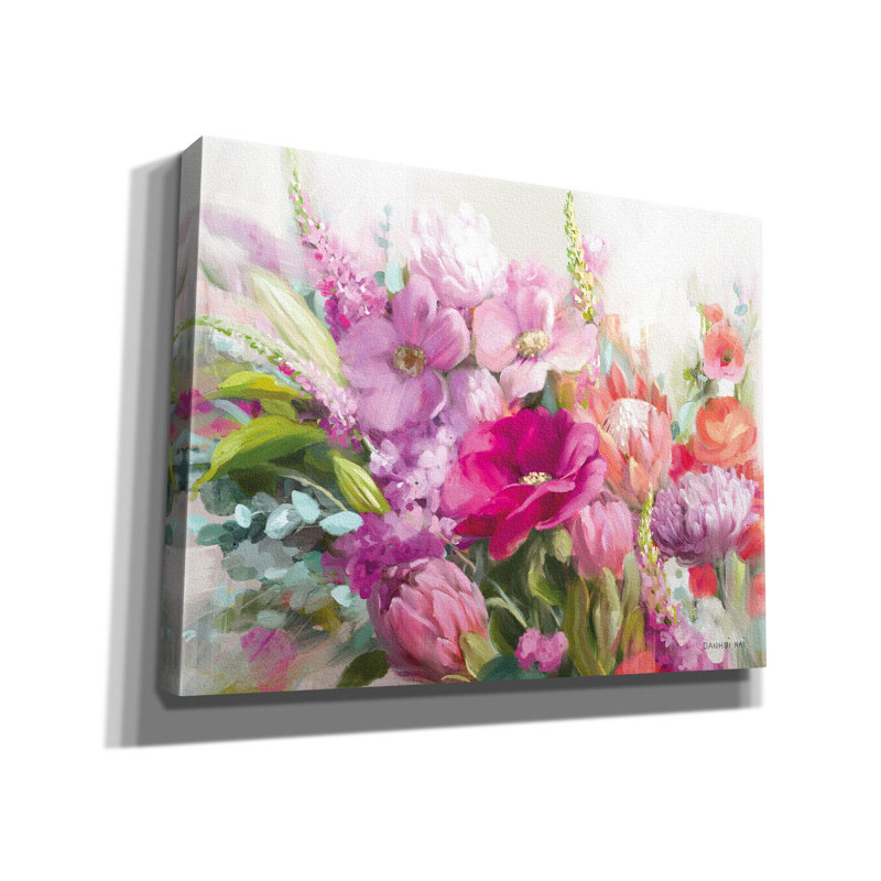 «Bright Florals» par Danhui Nai, art mural sur toile, H 26 po x l 34 po