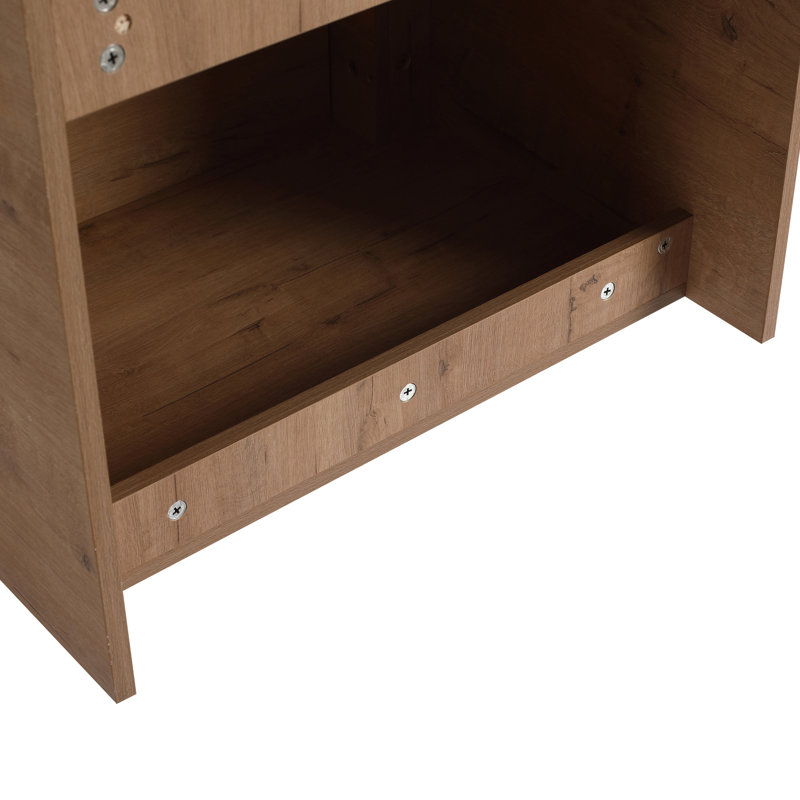 Meuble-lavabo mural de 152 cm (60 po) avec lavabo en céramique décorative, 1 tablette de rangement, porte à fermeture amortie, emballage démonté, contreplaqué, design contemporain, lavabo lisse et finition en pierre.