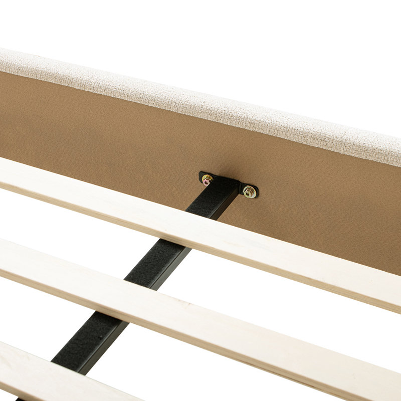 Lit tapissier Derte, Grand, Chenille beige