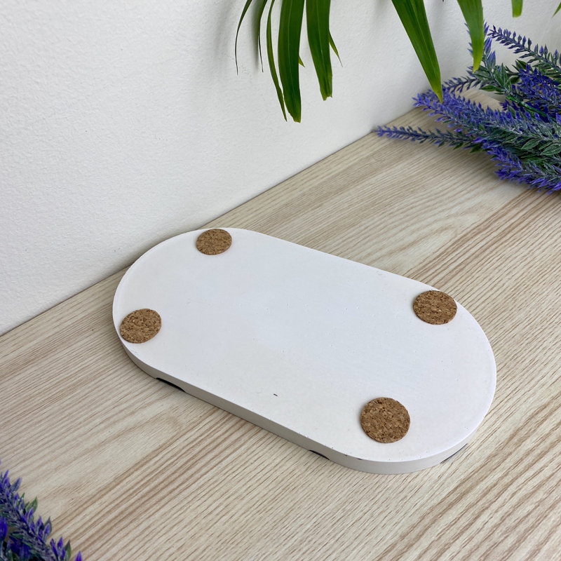 Oval Trinket Tray Dish, White